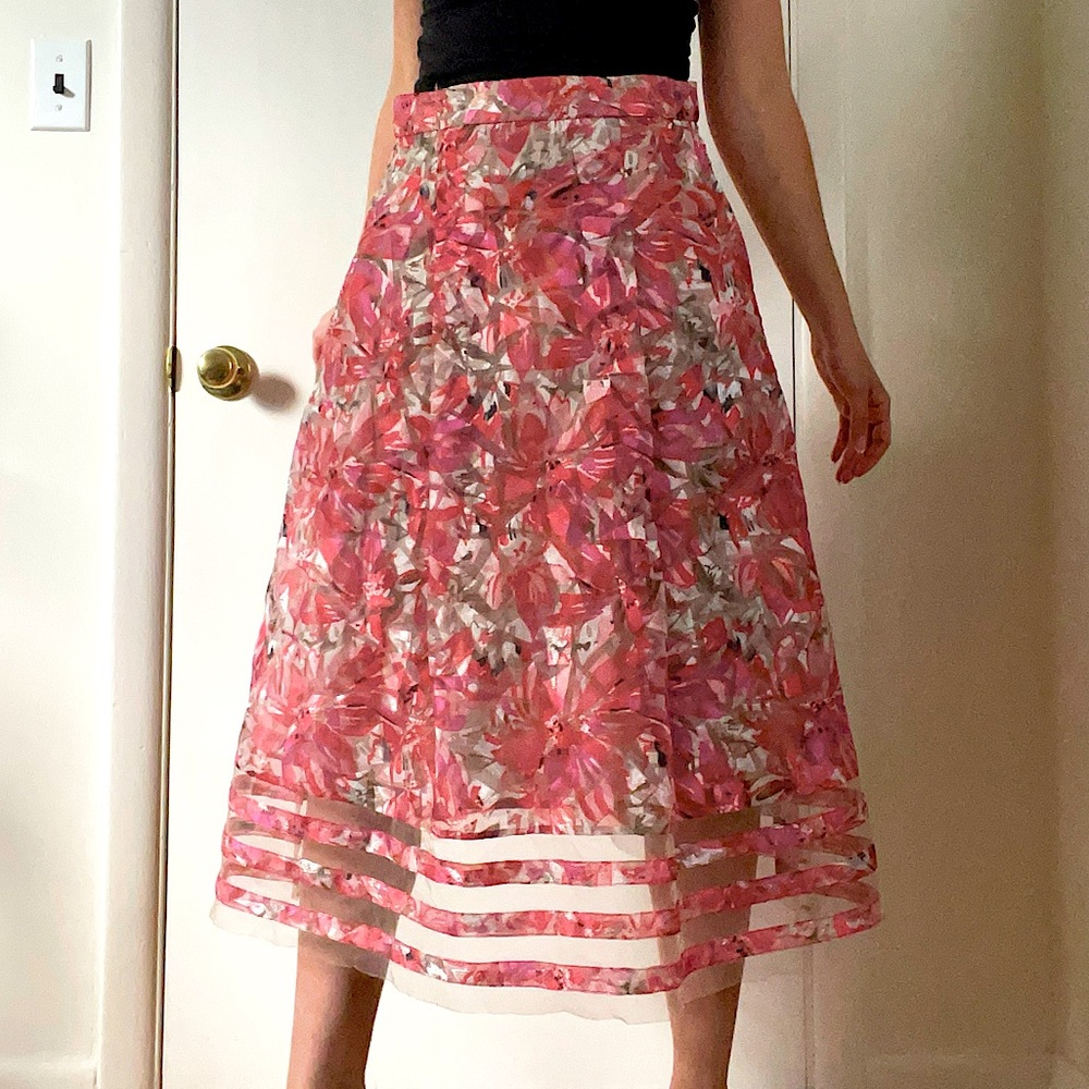 Sachin + Babi Pink Floral Midi Skirt